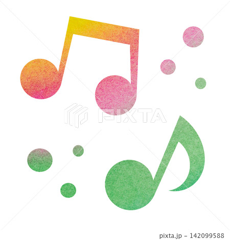 綺麗な水彩模様の音符のアイコンのイメージのイラスト 綺麗な水彩模様の音符のアイコンのイメージのイラスト 142099588