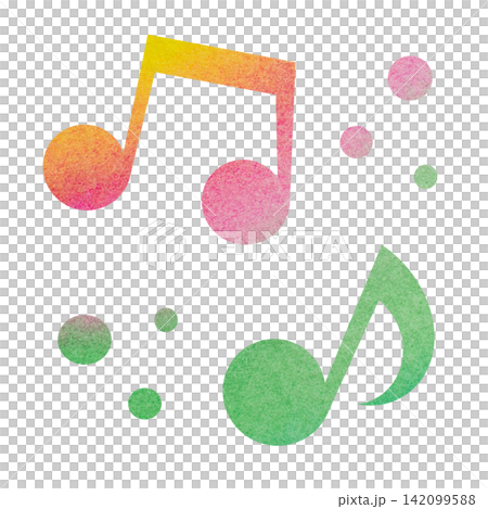一幅帶有精美水彩圖案的音符圖示插圖。 一幅帶有精美水彩圖案的音符圖示插圖。 142099588