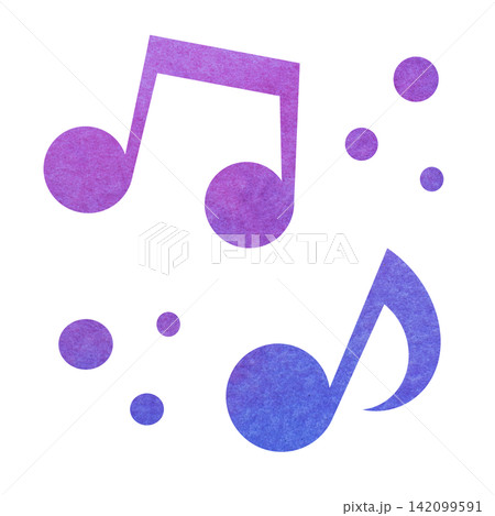 綺麗な水彩模様の音符のアイコンのイメージのイラスト 綺麗な水彩模様の音符のアイコンのイメージのイラスト 142099591