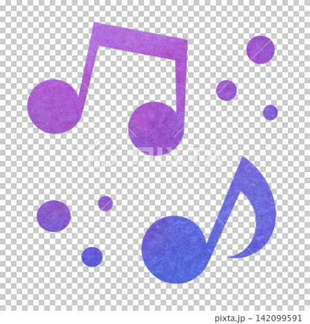 一幅帶有精美水彩圖案的音符圖示插圖。 一幅帶有精美水彩圖案的音符圖示插圖。 142099591