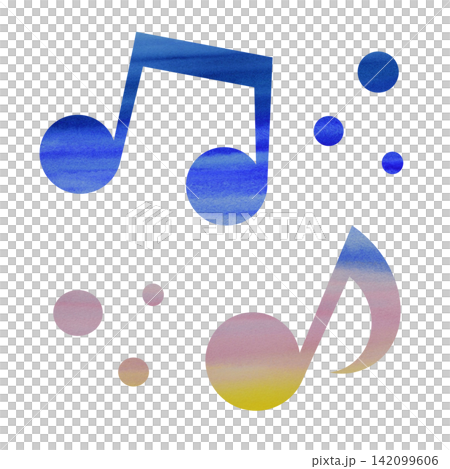 An illustration of a musical note icon with a beautiful watercolor pattern. An illustration of a musical note icon with a beautiful watercolor pattern. 142099606