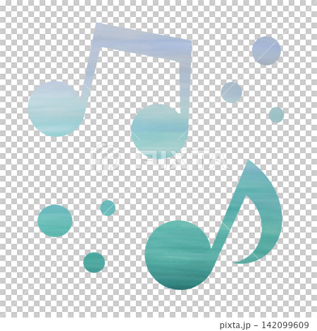 An illustration of a musical note icon with a beautiful watercolor pattern. An illustration of a musical note icon with a beautiful watercolor pattern. 142099609