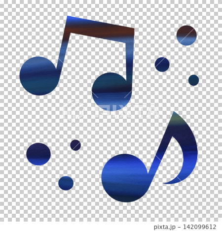 綺麗な水彩模様の音符のアイコンのイメージのイラスト 綺麗な水彩模様の音符のアイコンのイメージのイラスト 142099612