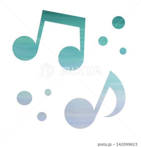 綺麗な水彩模様の音符のアイコンのイメージのイラスト 綺麗な水彩模様の音符のアイコンのイメージのイラスト 142099623