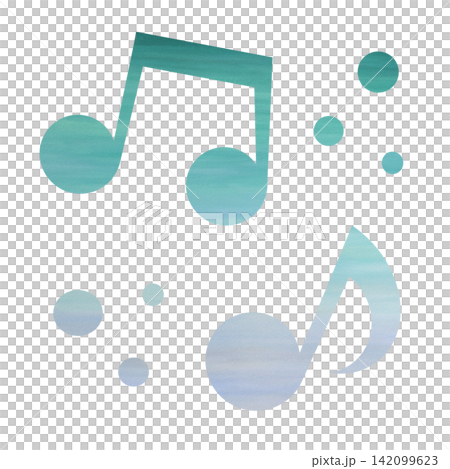 綺麗な水彩模様の音符のアイコンのイメージのイラスト 綺麗な水彩模様の音符のアイコンのイメージのイラスト 142099623