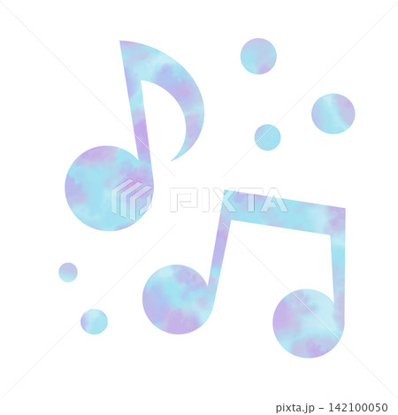 綺麗な水彩模様の音符のアイコンのイメージのイラスト 142100050