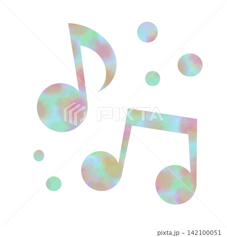 綺麗な水彩模様の音符のアイコンのイメージのイラスト 綺麗な水彩模様の音符のアイコンのイメージのイラスト 142100051