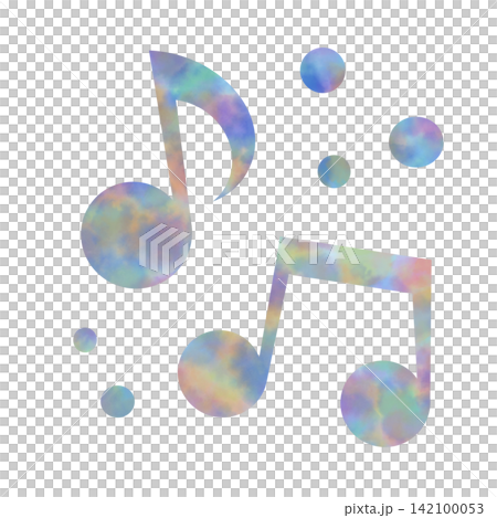 綺麗な水彩模様の音符のアイコンのイメージのイラスト 142100053