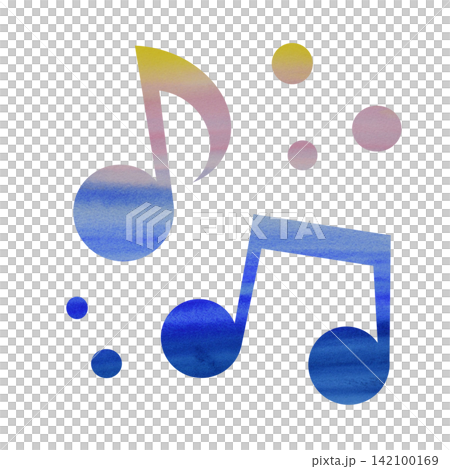 An illustration of a musical note icon with a beautiful watercolor pattern. An illustration of a musical note icon with a beautiful watercolor pattern. 142100169