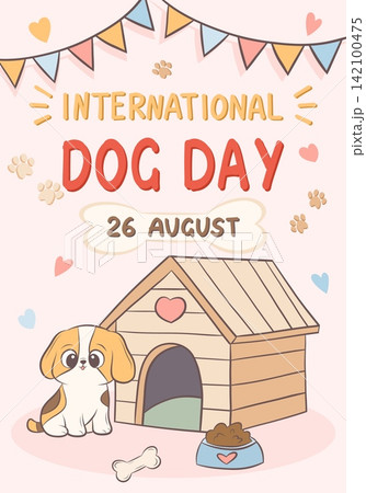 A greeting card to International Dog Day a beagle puppy 142100475