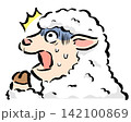 ショックを受ける羊の手描きイラスト 142100869