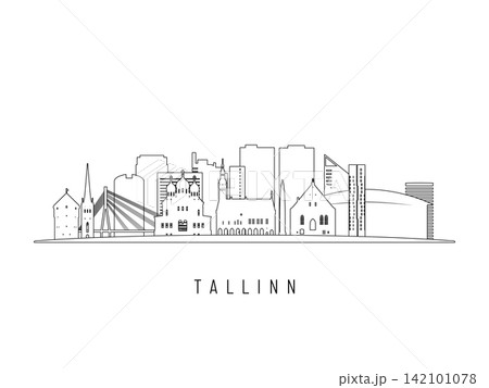 Detailed Tallinn skyline vector illustration. Detailed Tallinn skyline vector illustration. 142101078