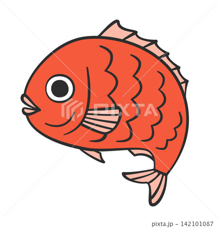 はねる鯛のイラスト 赤い魚のアイコン はねる鯛のイラスト 赤い魚のアイコン 142101087