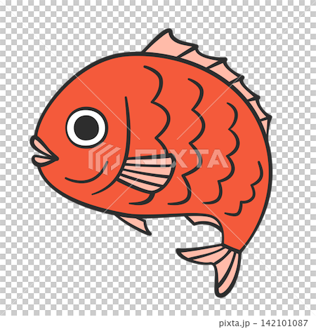 はねる鯛のイラスト 赤い魚のアイコン はねる鯛のイラスト 赤い魚のアイコン 142101087