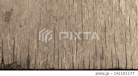 Rustic wooden plank texture with a weathered look, in shades of sepia brown. Rustic wooden plank texture with a weathered look, in shades of sepia brown. 142101177