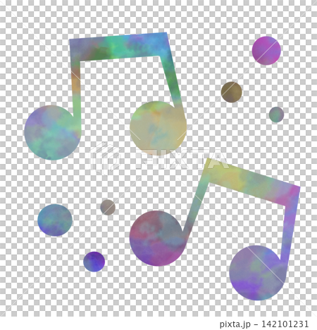 綺麗な水彩模様の音符のアイコンのイメージのイラスト 綺麗な水彩模様の音符のアイコンのイメージのイラスト 142101231