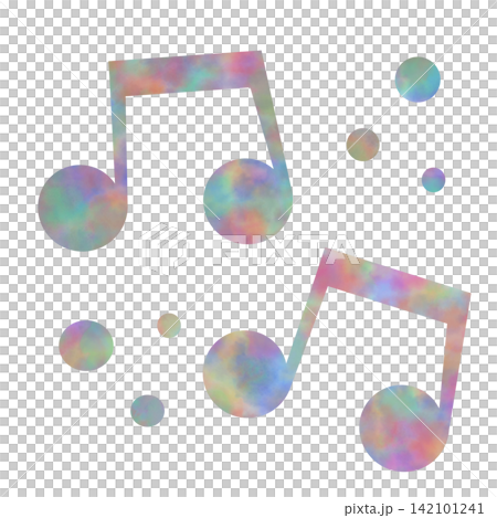 An illustration of a musical note icon with a beautiful watercolor pattern. An illustration of a musical note icon with a beautiful watercolor pattern. 142101241