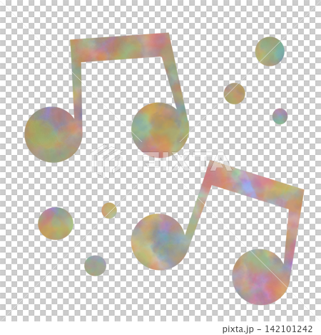An illustration of a musical note icon with a beautiful watercolor pattern. An illustration of a musical note icon with a beautiful watercolor pattern. 142101242