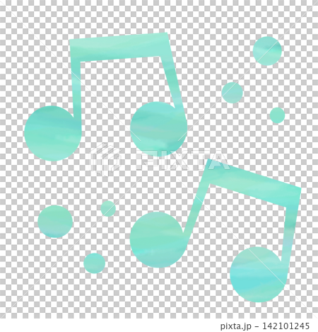 An illustration of a musical note icon with a beautiful watercolor pattern. 142101245