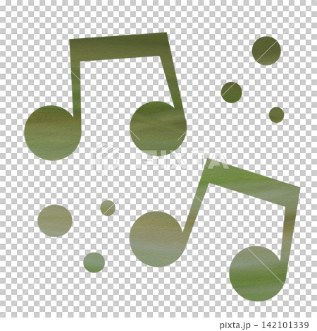 綺麗な水彩模様の音符のアイコンのイメージのイラスト 142101339
