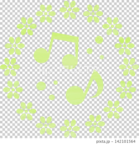 一幅帶有精美水彩圖案的音符圖示插圖。 142101564