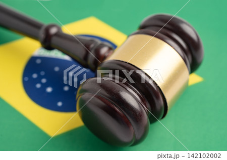 Brazil Legal, justice and agreement, wooden court gavel on flag. Brazil Legal, justice and agreement, wooden court gavel on flag. 142102002