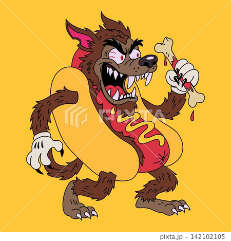 Funny Halloween Werewolf Hot Dog Monster Character 142102105