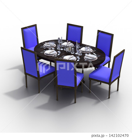 diner table isolated on transparent background, 3D illustration, cg render diner table isolated on transparent background, 3D illustration, cg render 142102470