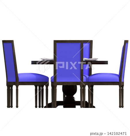 diner table isolated on transparent background, 3D illustration, cg render diner table isolated on transparent background, 3D illustration, cg render 142102471