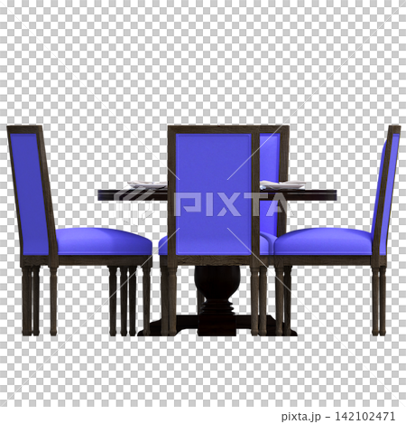 diner table isolated on transparent background, 3D illustration, cg render diner table isolated on transparent background, 3D illustration, cg render 142102471