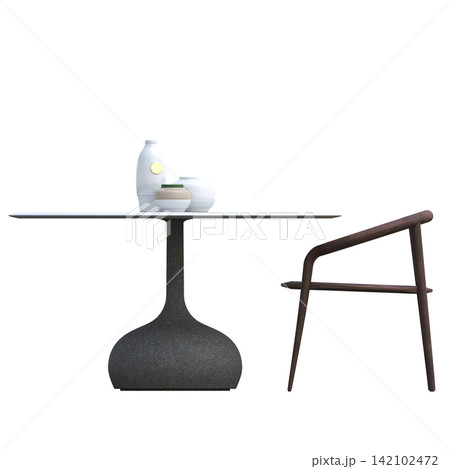 diner table isolated on transparent background, 3D illustration, cg render diner table isolated on transparent background, 3D illustration, cg render 142102472