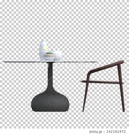 diner table isolated on transparent background, 3D illustration, cg render diner table isolated on transparent background, 3D illustration, cg render 142102472