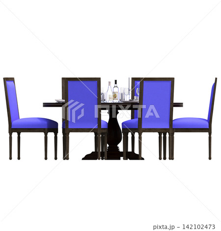 diner table isolated on transparent background, 3D illustration, cg render diner table isolated on transparent background, 3D illustration, cg render 142102473