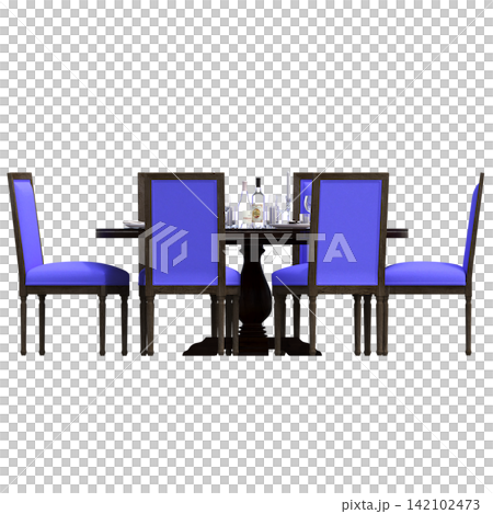 diner table isolated on transparent background, 3D illustration, cg render diner table isolated on transparent background, 3D illustration, cg render 142102473