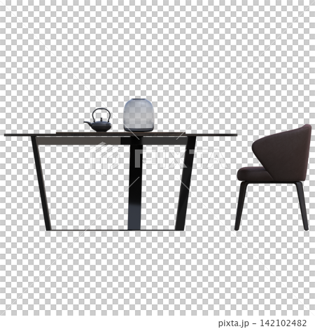 diner table isolated on transparent background, 3D illustration, cg render diner table isolated on transparent background, 3D illustration, cg render 142102482