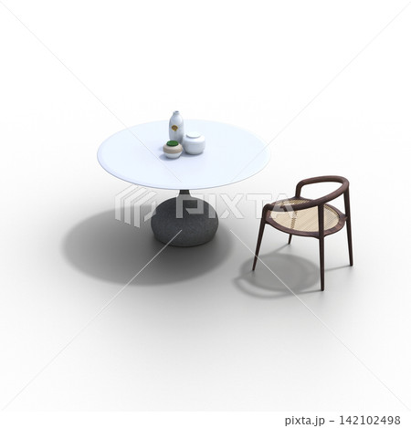 diner table isolated on transparent background, 3D illustration, cg render diner table isolated on transparent background, 3D illustration, cg render 142102498