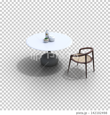 diner table isolated on transparent background, 3D illustration, cg render diner table isolated on transparent background, 3D illustration, cg render 142102498