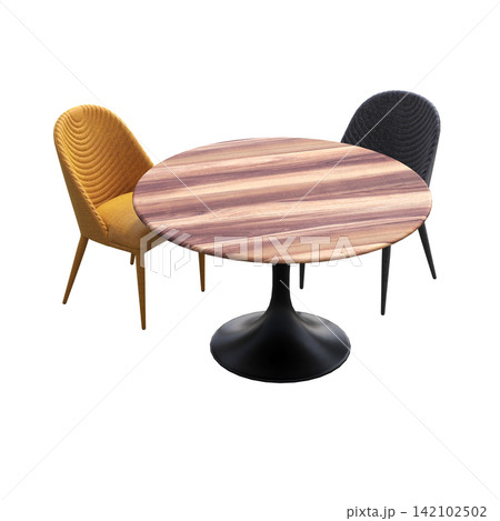 diner table isolated on transparent background, 3D illustration, cg render 142102502