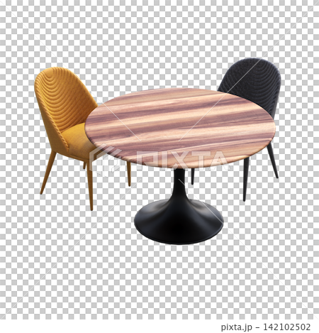 diner table isolated on transparent background, 3D illustration, cg render 142102502