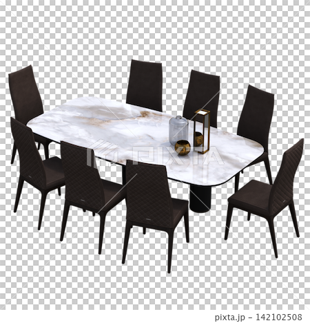 diner table isolated on transparent background, 3D illustration, cg render diner table isolated on transparent background, 3D illustration, cg render 142102508