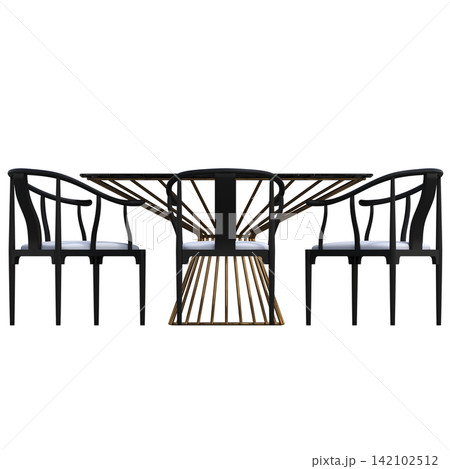 diner table isolated on transparent background, 3D illustration, cg render 142102512