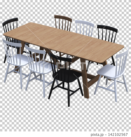 diner table isolated on transparent background, 3D illustration, cg render diner table isolated on transparent background, 3D illustration, cg render 142102567