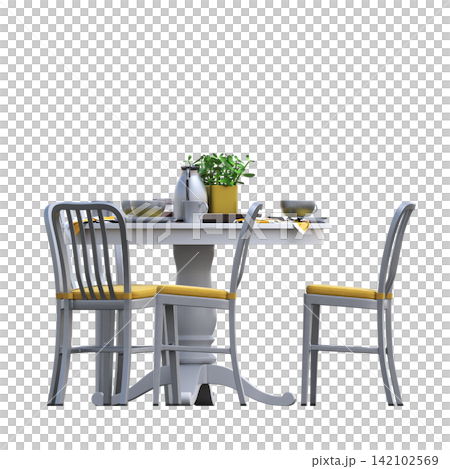 diner table isolated on transparent background, 3D illustration, cg render diner table isolated on transparent background, 3D illustration, cg render 142102569