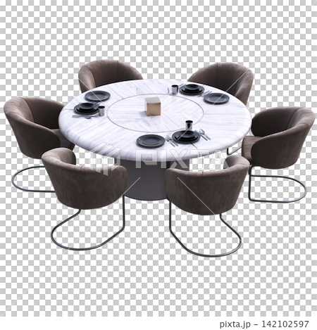 diner table isolated on transparent background, 3D illustration, cg render diner table isolated on transparent background, 3D illustration, cg render 142102597