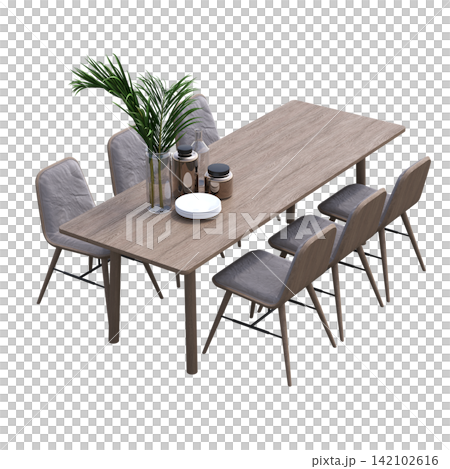 diner table isolated on transparent background, 3D illustration, cg render diner table isolated on transparent background, 3D illustration, cg render 142102616