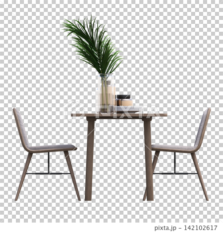 diner table isolated on transparent background, 3D illustration, cg render 142102617
