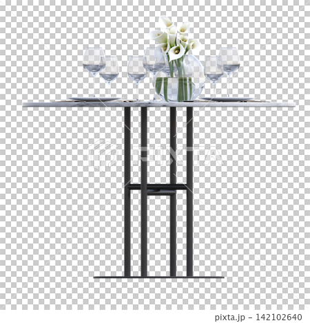 diner table isolated on transparent background, 3D illustration, cg render diner table isolated on transparent background, 3D illustration, cg render 142102640