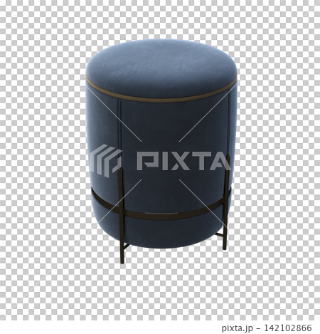 soft pouf isolate on a transparent background, interior furniture, 3D illustration, cg render 142102866