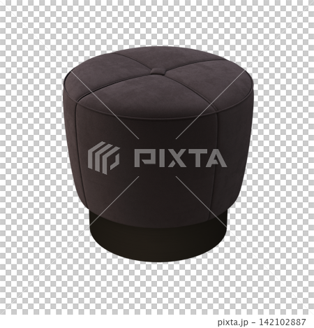 soft pouf isolate on a transparent background, interior furniture, 3D illustration, cg render 142102887