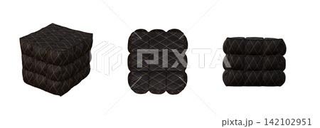 soft pouf isolate on a transparent background, interior furniture, 3D illustration, cg render 142102951